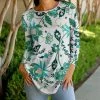 Lily | White & Green Floral Long-Sleeve Tunic - Plus