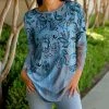 Lily | Blue & Brown Paisley Long-Sleeve Tunic - Plus