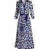 Lily | Navy & White Brushstroke Button-Front Belted Maxi Dress - Women & Plus
