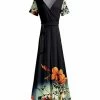 Lily | Navy & Orange Floral Surplice Maxi Dress - Plus