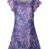 Lily | Purple & Lavender Leaf Flutter-Sleeve Tunic - Women & Plus