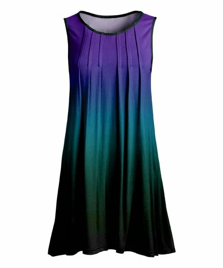 Lily | Purple & Green Ombré Pleated Sleeveless Tunic - Plus 1 Lily | Purple & Green Ombré Pleated Sleeveless Tunic - Plus