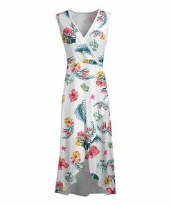 Lily | White & Pink Floral Sleeveless Surplice Maxi Dress - Plus