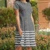 Lily | Gray & White Polka-Dot Stripe Empire-Waist Dress - Women