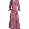 Lily | Pink & Gray Floral Button-Front Collared Maxi Dress - Plus