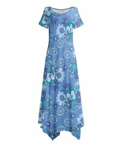 Lily | Blue & Purple Floral Short-Sleeve Maxi Dress - Women