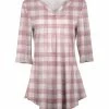 Lily | Rose & White Checkerboard Three-Quarter Sleeve Tunic - Women