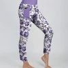 Lily | White & Lavender Floral Pocket Leggings - Women