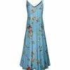 Lily | Blue & Green Floral V-Neck Sleeveless Maxi Dress - Plus