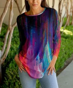 Lily | Black & Navy Abstract Long-Sleeve Tunic - Women