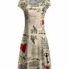 Lily | Ivory & Red 'Vintage' Newspaper Cap-Sleeve A-Line Dress - Women