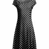 Lily | Black & White Polka Dot Cap-Sleeve A-Line Dress - Women