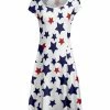 Lily | White & Navy Stars Cap-Sleeve A-Line Dress - Women