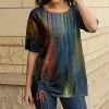 Lily | Navy & Red Tie-Dye Cutout-Accent Half-Sleeve Tunic - Plus