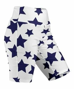 Lily | White & Navy Star Bike Shorts - Plus