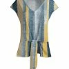 Lily | Navy & Yellow Stripe Front-Tie V-Neck Top - Plus