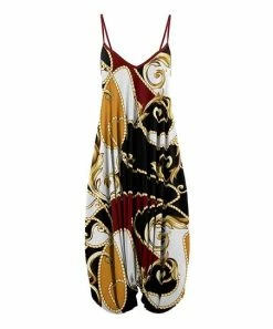 Lily | Red & Gold Status Sleeveless Harem Jumpsuit - Plus