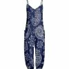 Lily | Navy & White Paisley Pocket Sleeveless Jumpsuit - Plus