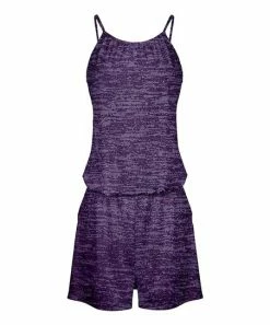 Lily | Purple Melange Sleeveless Romper - Plus