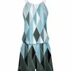 Lily | Blue & Gray Geometric Sleeveless Romper - Plus