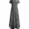 Lily | Gray & White Foliage Short-Sleeve Handkerchief Maxi Dress - Plus