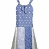 Lily | Blue & White Patchwork Sleeveless Tunic - Plus