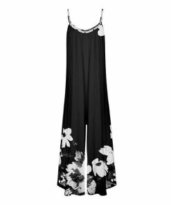 Lily | Gray & White Floral Sleeveless Wide-Leg Jumpsuit - Plus