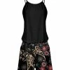 Lily | Black & Beige Paisley Floral Sleeveless Romper - Women