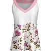 Lily | White & Pink Floral V-Neck Tank - Women