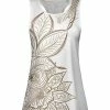 Lily | White & Gold Mandala Floral Racerback Tank - Women