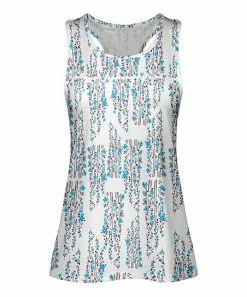 Lily | White & Blue Floral Abstract Racerback Tank - Plus