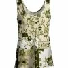 Lily | Beige & Olive Floral Patchwork Scoop Neck Tank - Plus
