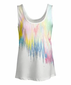 Lily | White & Blue Abstract Stars Scoop Neck Tank - Women