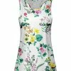 Lily | White & Green Floral Racerback Tank - Women