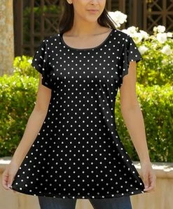 Lily | Black & White Dot Short-Sleeve Tunic - Women