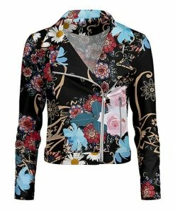 Lily | Black & Blue Floral Moto Jacket - Women