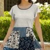 Lily | Cream & Navy Dot Floral Short-Sleeve Tunic - Women