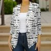 Lily | White & Black Dotted Open Blazer - Plus