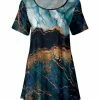 Lily | Blue & Gold Marbleized Short-Sleeve Tunic - Women & Plus