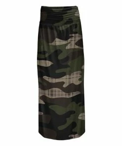 Lily | Olive & Brown Camouflage Maxi Skirt - Plus