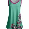 Lily | Turquoise & Purple Floral Sleeveless V-Neck Tunic - Women