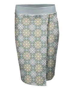 Lily | Blue & Cream Abstract Pencil Skirt
