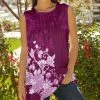 Lily | Fuchsia & White Floral Sleeveless Tunic - Plus