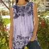 Lily | Purple & Black Floral Sleeveless Tunic - Plus