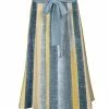 Lily | Blue & Yellow Stripe Tie-Waist Midi Skirt - Women