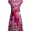Lily | Mauve & Pink Abstract A-Line Cap-Sleeve Dress - Women