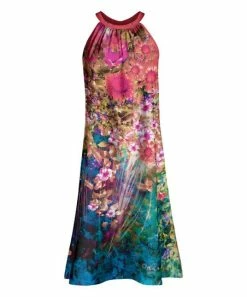 Lily | Pink & Turquoise Floral Yoke Dress - Women