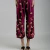 Lily | Maroon & Yellow Floral Pocket Crop Pants - Women