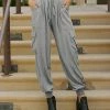 Lily | Gray Drawstring Waist Harem Pants - Plus