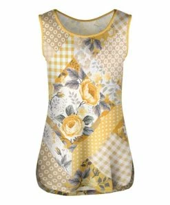 Lily | Yellow & White Floral Patchwork Sleeveless Top - Women